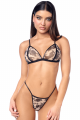 Ensemble Sexy en Résille Imprimée Transparente Finitions Effet Cuir 2 pièces Mapalé