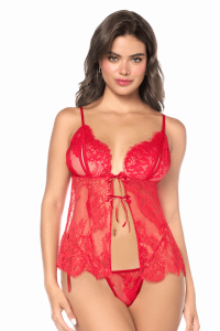 Babydoll Nuisette Espiègle Liens Coquins et String à Nouer Mapalé