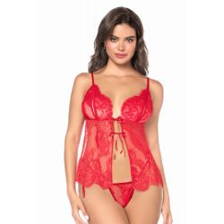 Babydoll Nuisette Espiègle Liens Coquins et String à Nouer