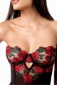 Nuisette Babydoll à Armatures Broderie de roses et Dos Lacé Mapalé