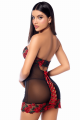 Nuisette Babydoll à Armatures Broderie de roses et Dos Lacé Mapalé