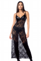 Robe Sexy Longue Dentelle Bonnets Effet Cuir String Porte-Jarretelles Mapalé