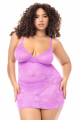 Nuisette Babydoll Sexy Dentelle Extensible String Assorti Violet Grande Taille Mapalé