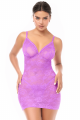 Nuisette Babydoll Sexy Dentelle Extensible String Assorti Violet Mapalé