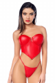 Ensemble Sexy en Simili Cuir Bustier Structuré et String 2 Pièces 