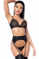 Ensemble Sexy en Résille Intégrale avec Porte-Jarretelles 3 Pièces Mapalé