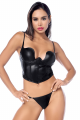 Ensemble Sexy 2 pièces Simili Cuir Bustier Armatures et String Mapalé