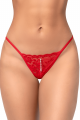 String Ouvert Sexy Dentelle Rouge et Perles Suspendues Mapalé