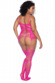 Combinaison Body Stocking Jarretelles Gande Taille Résille Rose Mapalé