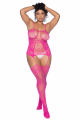 Combinaison Body Stocking Jarretelles Gande Taille Résille Rose Mapalé
