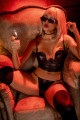 Ensemble Sexy 2 pièces Simili Cuir Bustier Armatures et String 