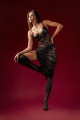 Robe Sexy Longue Dentelle Bonnets Effet Cuir String Porte-Jarretelles Mapalé