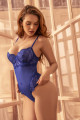 Body Sexy Bleu Saphir à Armatures Nœud Dos