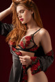 Ensemble Sexy en Résille Transparente Broderie Roses 2 Pièces Mapalé