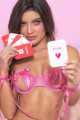 Ensemble Sexy Rose Soutien-Gorge Ouvert String Bandeau et Menottes 4 Pièces Mapalé