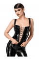 Corset Top en PVC Lacé Devant Dominae Noir HandMade