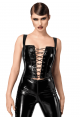 Corset Top en PVC Lacé Devant Dominae Noir HandMade