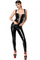 Corset Top en PVC Lacé Devant Dominae Noir HandMade
