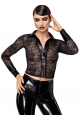 Chemisier Transparent Dentelle Noir Boutonné Noir HandMade