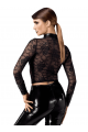Chemisier Transparent Dentelle Noir Boutonné Noir HandMade