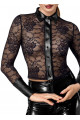 Chemisier Transparent Dentelle Noir Boutonné Noir HandMade