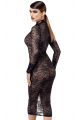 Robe Transparente Noire Mi Longue en Dentelle Noire et Boutons Noir HandMade