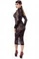Robe Transparente Noire Mi Longue en Dentelle Noire et Boutons Noir HandMade