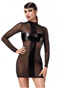 Robe Courte Fetish Crossfire Maille et Wetlook Noir HandMade