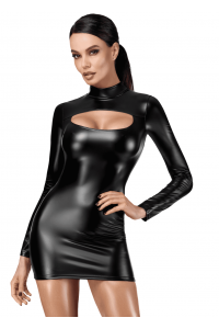 Robe Moulante Fetish Noir Ouverte Vixen Noir HandMade