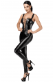 Combinaison Fetish Vixen Bodystocking Lacage Corset Noir HandMade