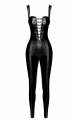 Combinaison Fetish Vixen Bodystocking Lacage Corset Noir HandMade