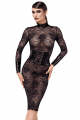 Robe Corset Mi Longue Dentelle Transparente Noir HandMade