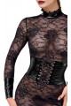 Robe Corset Mi Longue Dentelle Transparente Noir HandMade