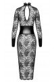 Robe Corset Mi Longue Dentelle Transparente Noir HandMade