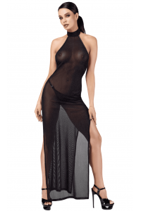 Robe Longue Onyx à Double Fentes Noir HandMade
