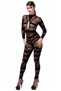 Combinaison Transparente Bondesque Fetish Noir HandMade