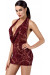 Mini Robe Transparente Dos Nu Tulle Floqué Bordeaux