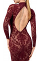 Robe Fourreau Transparente Midi Tulle Floquée Bordeaux Noir HandMade