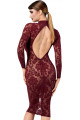 Robe Fourreau Transparente Midi Tulle Floquée Bordeaux Noir HandMade