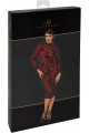 Robe Fourreau Transparente Midi Tulle Floquée Bordeaux Noir HandMade