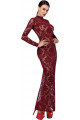 Robe Transparente Fendue Tulle Floqué Bordeaux Noir HandMade