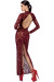 Robe Transparente Fendue Tulle Floqué Bordeaux