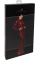 Robe Transparente Fendue Tulle Floqué Bordeaux Noir HandMade