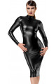 Robe Fuseau Fetish Dos Nu Transparent Crystal Wetlook Elastique Noir HandMade