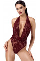 Body en Tulle floqué Transparent Bordeaux Noir HandMade