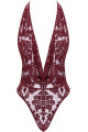 Body en Tulle floqué Transparent Bordeaux Noir HandMade