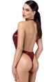 Body en Tulle floqué Transparent Bordeaux Noir HandMade