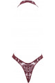 Body en Tulle floqué Transparent Bordeaux Noir HandMade