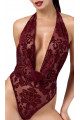 Body en Tulle floqué Transparent Bordeaux Noir HandMade