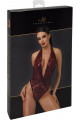 Body en Tulle floqué Transparent Bordeaux Noir HandMade